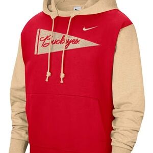 Nike Men's Red and Tan Hoodie Ohio State Buckeyes Hoodie